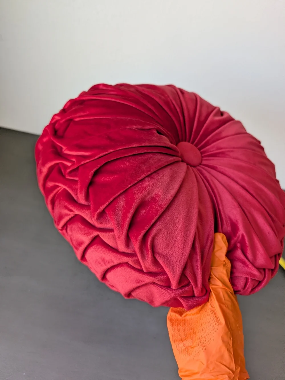 Red Plush Round Velvet Throw Pillow 13